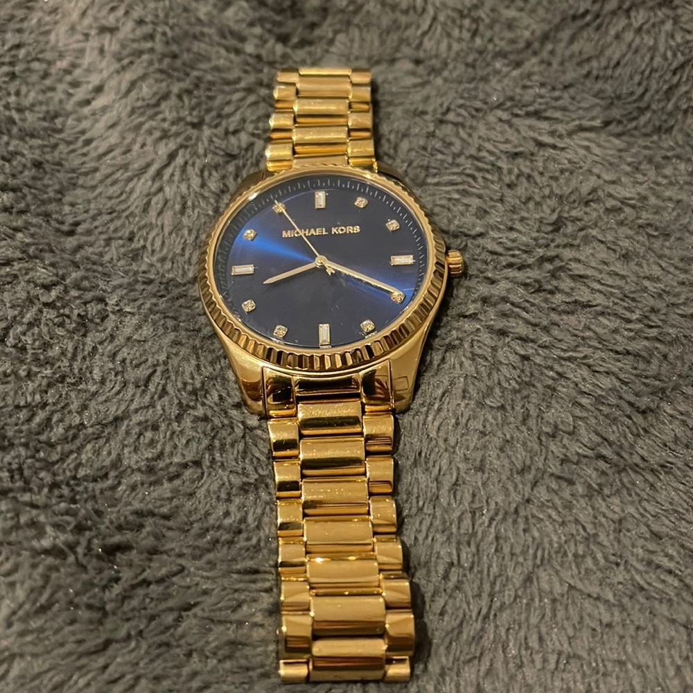 Michael Kors gold watch, navy face